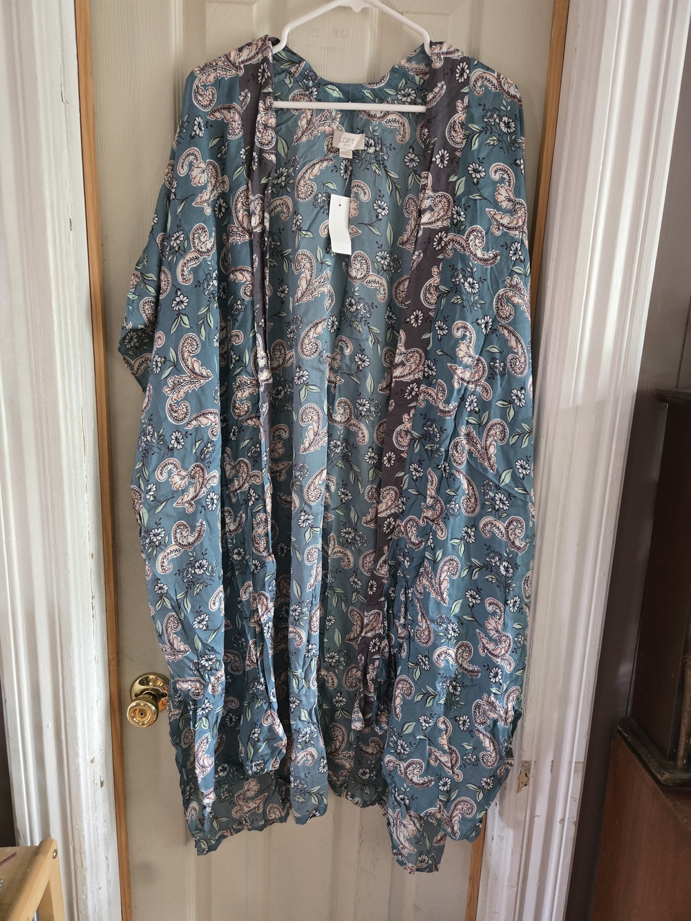 LOFT Teal Paisley Open-Front Kimono
